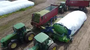 tractor on farm with Segregate Forage Ag-Bags